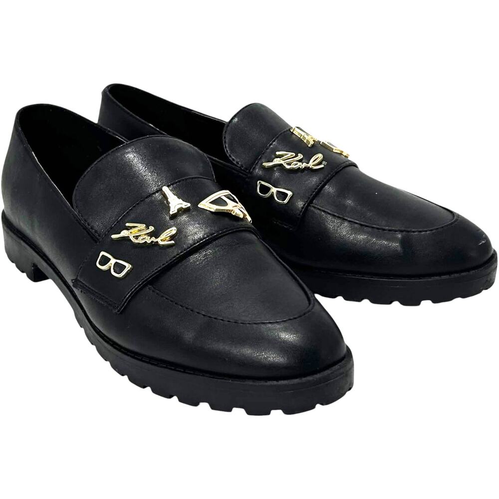 Karl Lagerfeld Paris Womens Loafers Black Shoes Size 9.5M Chic Career Alt Goth
